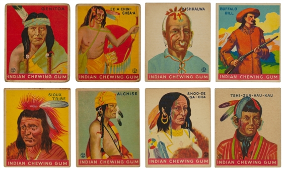 1933 R73 Goudey "Indian Gum" Collection (16 Different) Plus Wrappers (4) Including Scarce "Series of 288" Subjects!